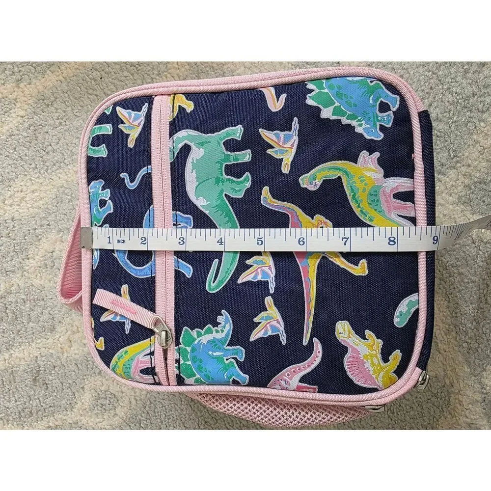 Pottery Barn Mackenzie Classic Pink Dino Dinosaur Lunch Bag NWOT